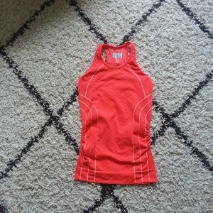 Athleta neon red raceback ruched tank top